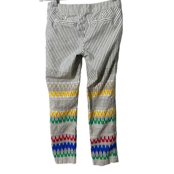 Anthropologie Cartonnier striped embroidered cropped pant 0 - Picture 5 of 13